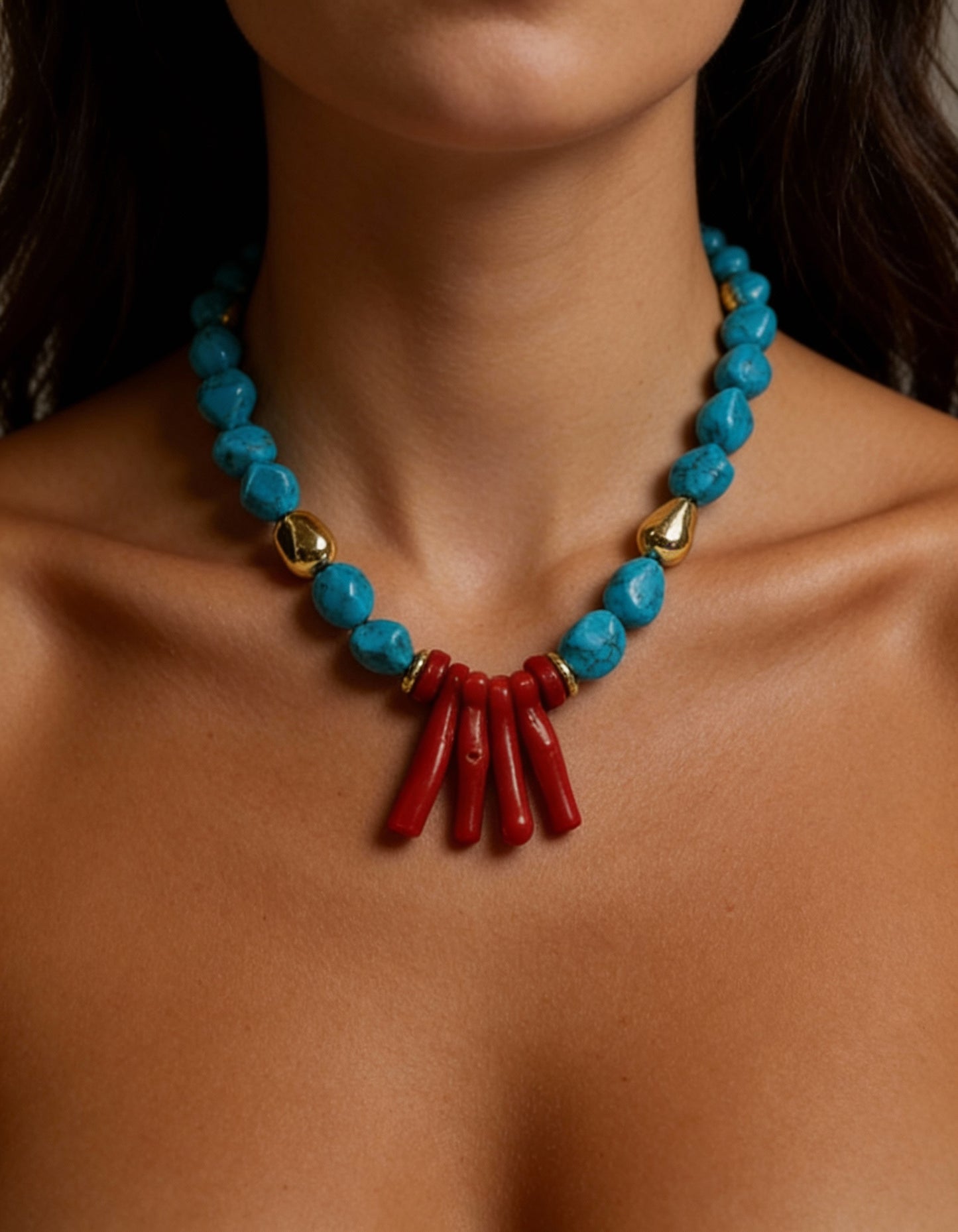 Colar Coral do Mediterrâneo