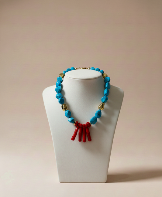 Colar Coral do Mediterrâneo