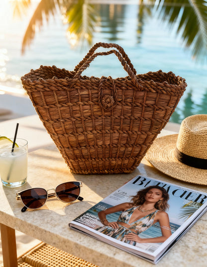 Bolsa Artesanal de Palha Estruturada Marrom