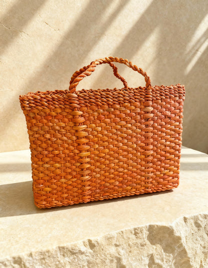 Bolsa de Palha Artesanal grande Tangerine