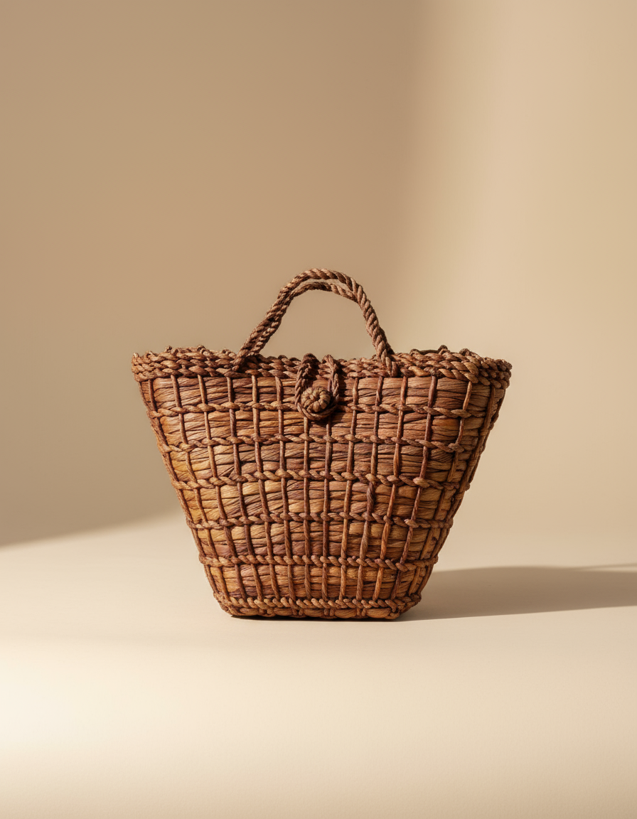 Bolsa Artesanal de Palha Estruturada Marrom