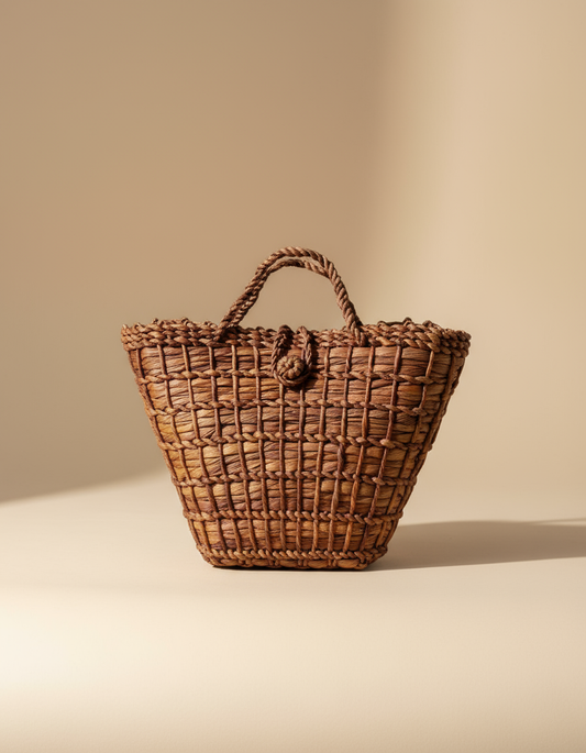 Bolsa Artesanal de Palha Estruturada Marrom