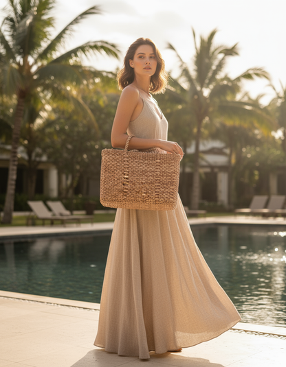 Bolsa de Palha Grande Artesanal Natural