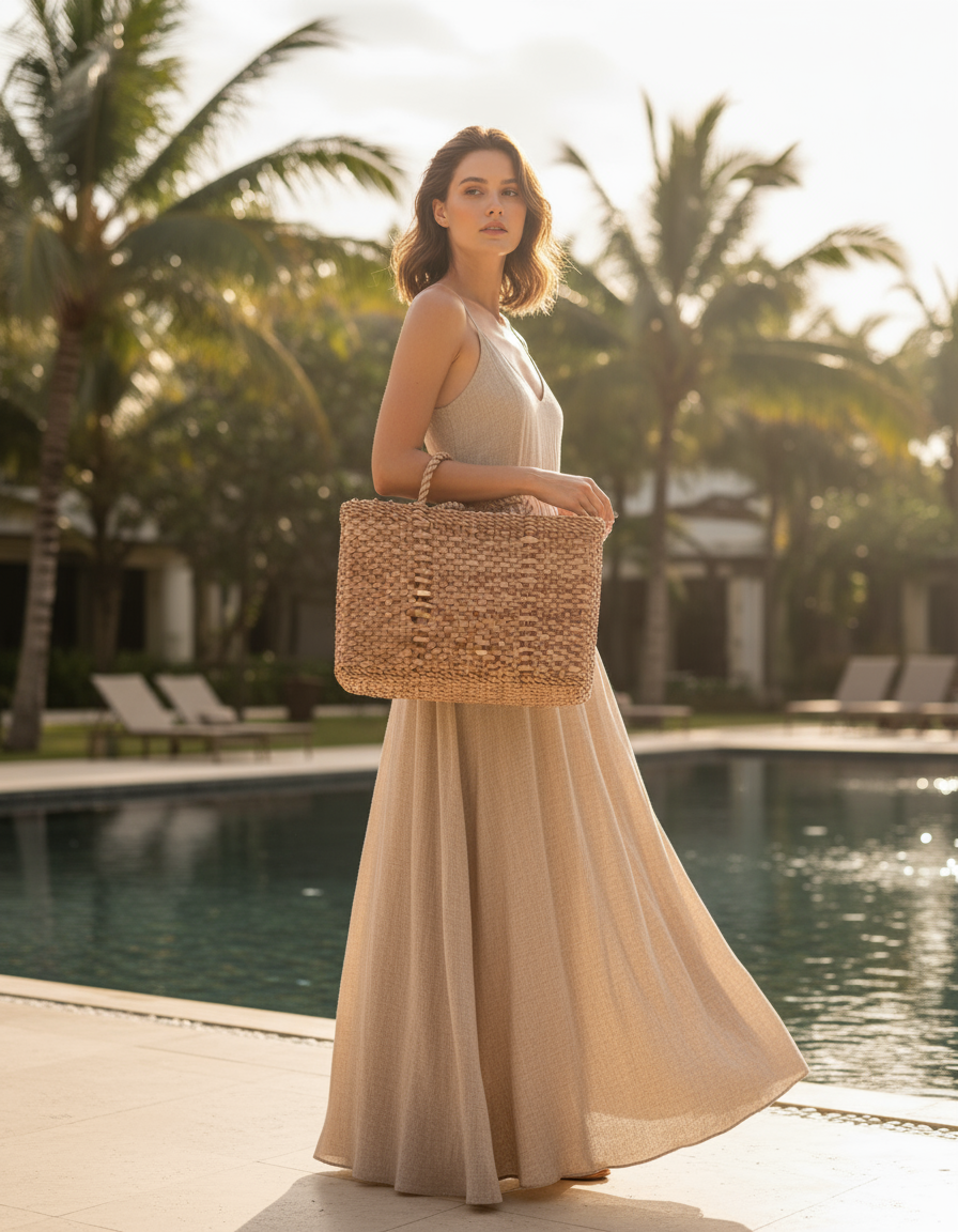 Bolsa de Palha Grande Artesanal Natural