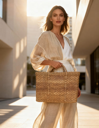 Bolsa de Palha Grande Artesanal Natural