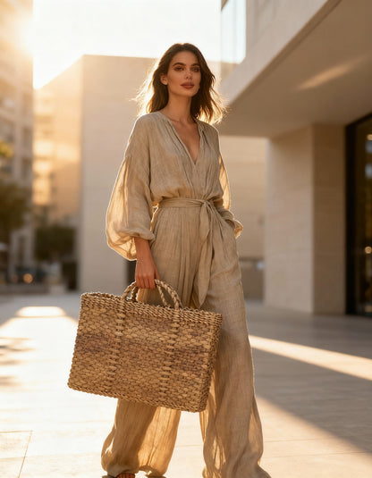 Bolsa de Palha Grande Artesanal Natural