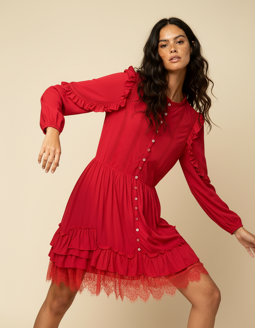 Vestido Carmesim Celeste