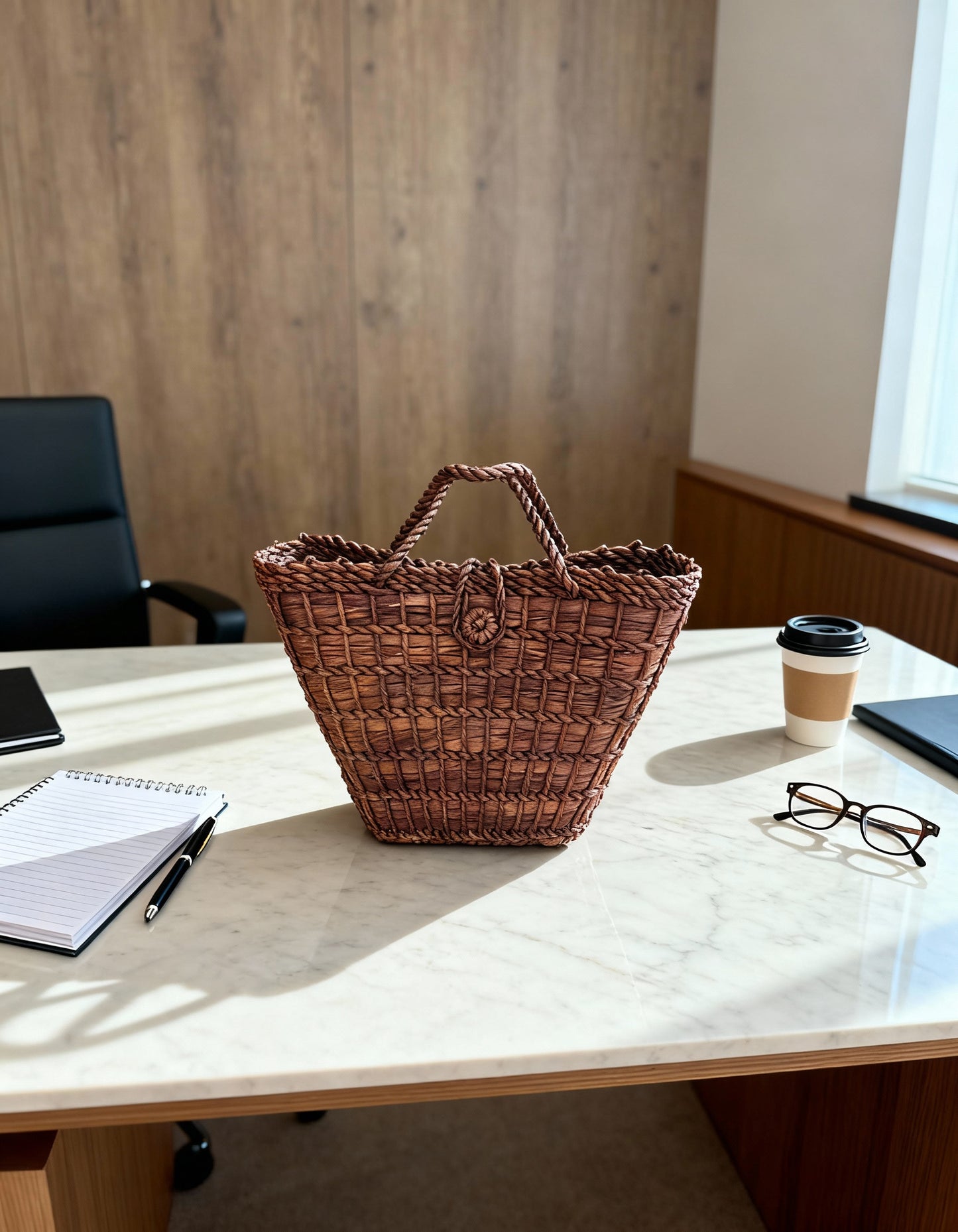 Bolsa Artesanal de Palha Estruturada Marrom