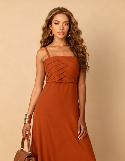 Vestido Drapeado Âmbar Solar