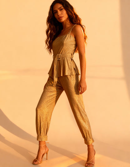 Macacão Lurex Luz Dourada