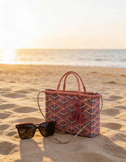 KIt Bolsa Palha de Buriti Pequena + Oculos de Sol