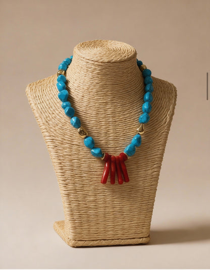 Colar Coral do Mediterrâneo