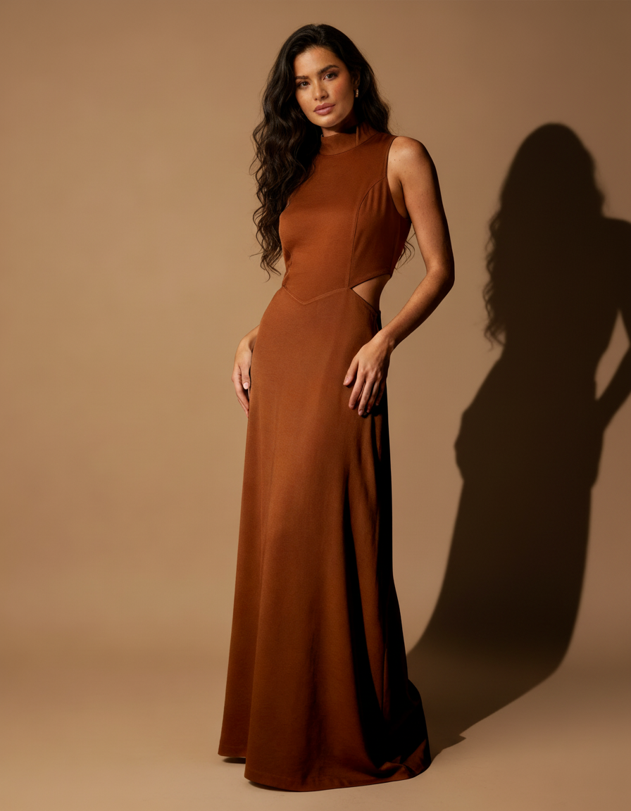 Vestido com Recortes Aurora Terrena